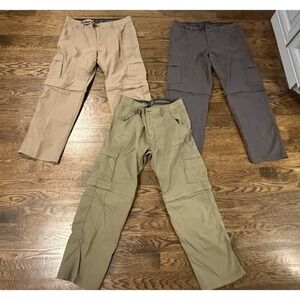 Set Of Three prAna Stretch Zion Convertible Pant Mens Fits 35 X 30 Short Pant